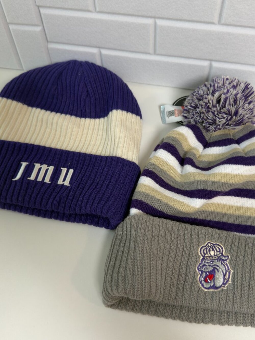 New JMU Knit Striped Beanies x2, James Madison University - Picture 1 of 6